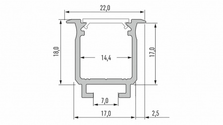 LUMINES Profil LED typ W surowy 2,02 m 10-0700-20