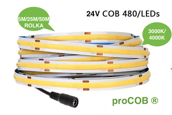 Taśma LED proCOB® 24V 11W  ZIMNA 480 LED CRI>90-5m ULLS29 proCOB®