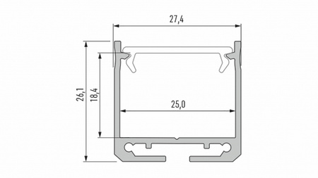 LUMINES Profil LED typ Dileda srebrny anodowany 2,02 m 10-0184-20