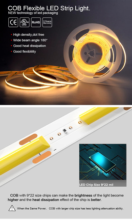 Taśma LED proCOB® 24V 11W ciepła 480 LED CRI>90-5m ULLS29 proCOB®